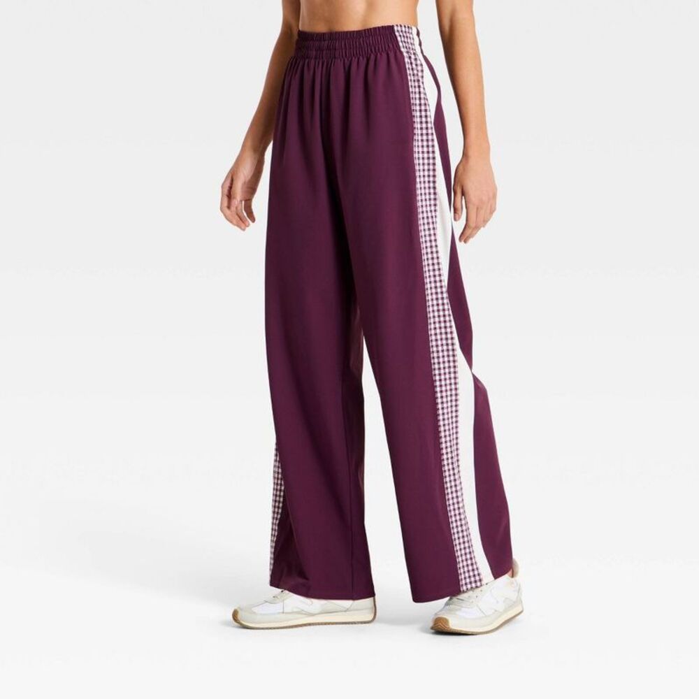 Women's Woven High-Rise Gingham Track Pants - All In Motion Dark Purple XXL